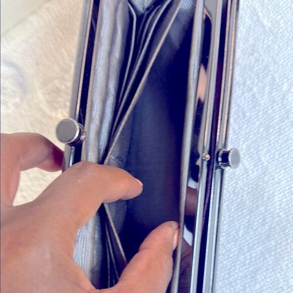 Hobo Vintage Lauren Clutch-Leather Wallet Purple Crocodile-Embossed - Picture 11 of 15